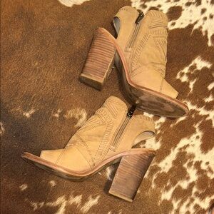 Vince Camuto Tan Suede Cutout Booties